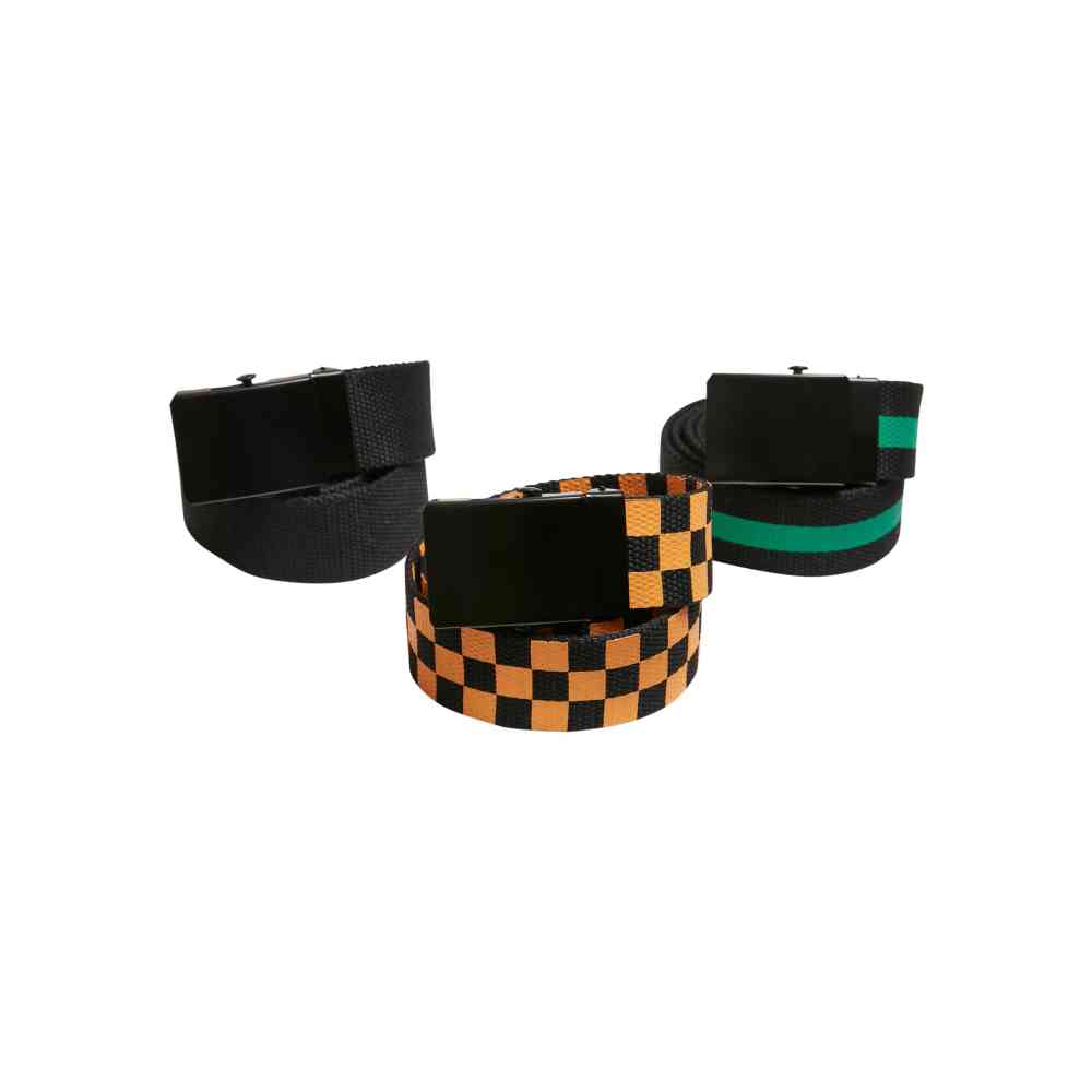 Urban Classics - Trio Kids black/bodegagreen/magicmango Ceinture en toile pour enfants - Multicolore